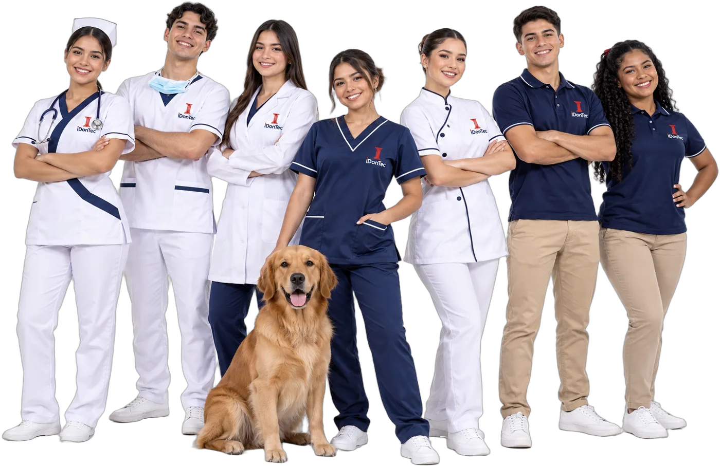 Estudiantes Idontec con el uniforme de cada programa